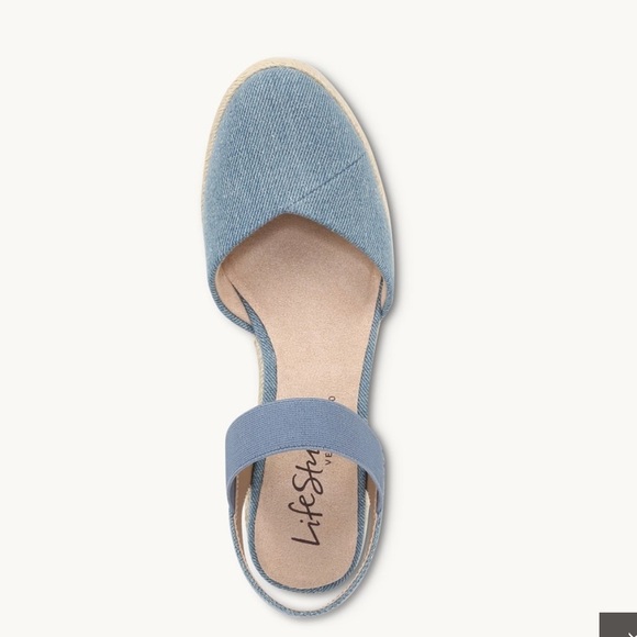 NWT LifeStride KIMMIE Blue Denim Raffia Espadrille Wedge Sandal - Picture 4 of 16